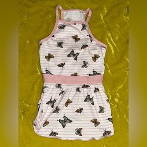 🆕 Pink Striped Bitterfly Dog Dress Sz Medium